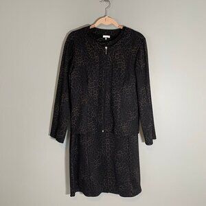 NEW Papillion Blanc black animal print sleeveless knee length dress‎ and blazer